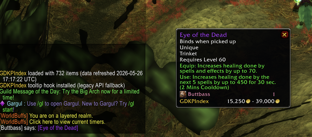 GDKPIndex price line in a chat item-link tooltip